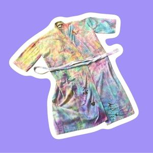 Designer rainbow unicorn tie dyed painters smock terry cloth Fairmont robe